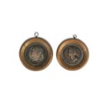 A PAIR OF CLASSICAL ROUNDELS, 18th/19th century, each inset with cast medallions of VITELLIUS and