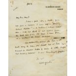 The poet to his beloved W.B. YEATS An autograph signed letter to 'My dear Maud' [Gonne], 1 pp, on