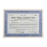 IRISH PRESS CORPORATION, 1937 A class A certificate, certifying the possession of two shares to