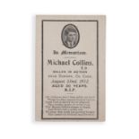 MICHAEL COLLINS MEMORIAL CARD, August 22nd 1922, with oval portrait vignette, 9 x 6cm