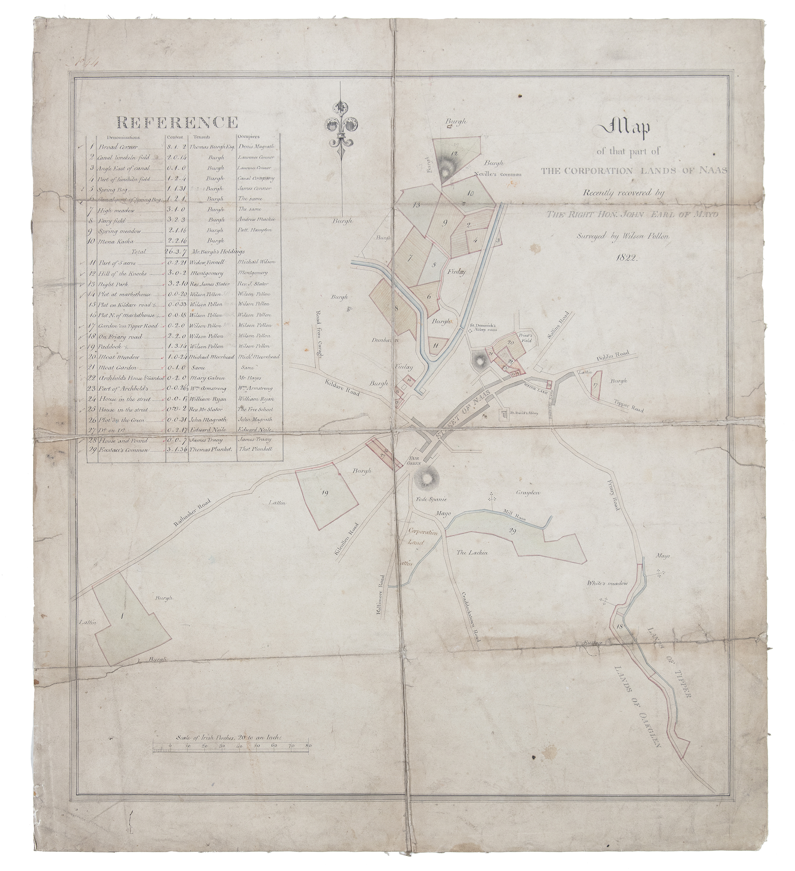 WILSON POLLON Map of the Parts of Corporation Lands of Naas Recently Recovered by The Right Hon.