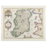 JOANNEM JANSSONIUM (1588-1664) Hibernia / Regnum / Vulgo / Ireland Colour engraving, 395 x 510mm