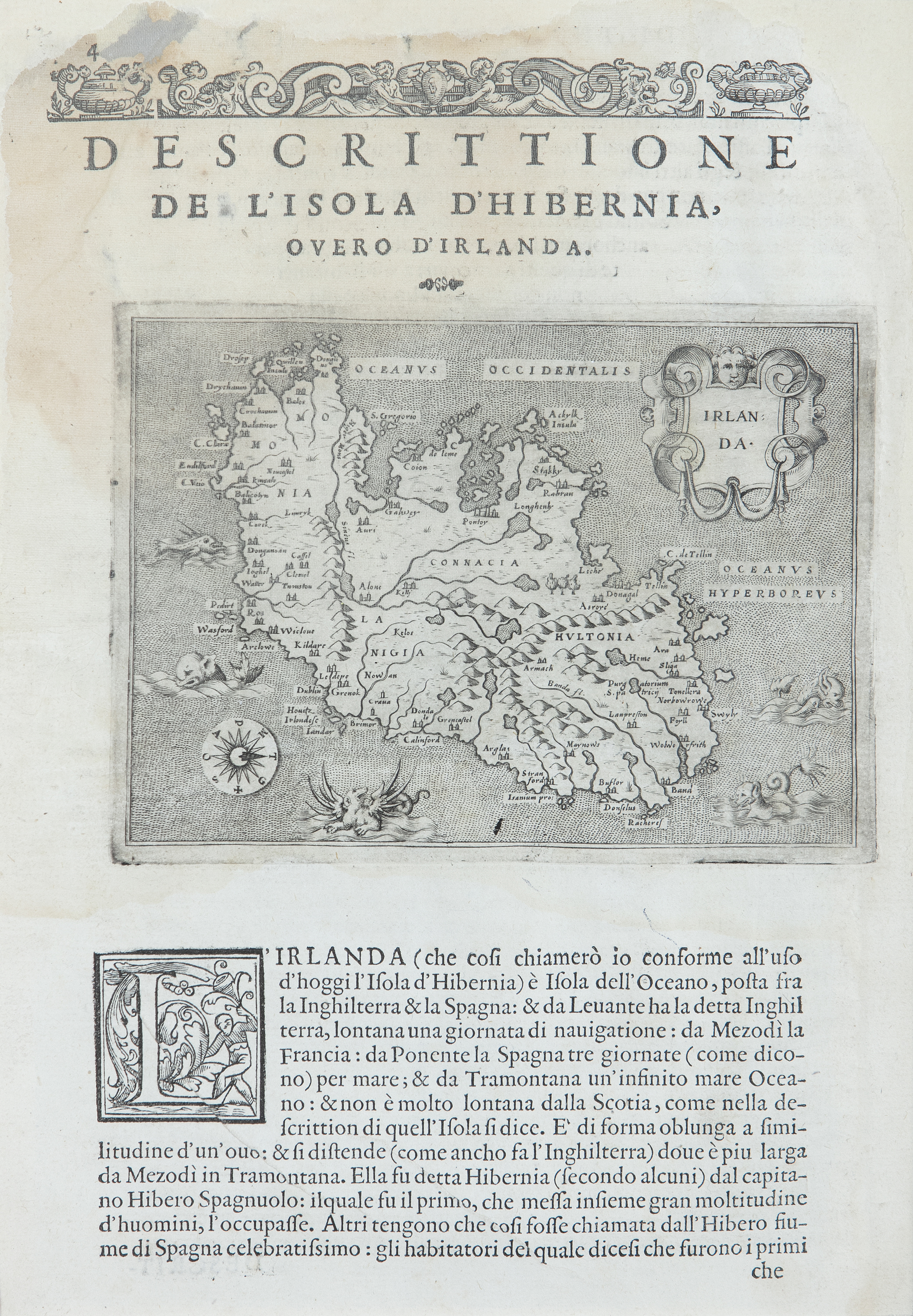 THOMAS DA CASTIGLIONE PORACCHI (1530 - 1585) Descrizione dell' isola di Hibernia 260 x 180mm From Le - Image 2 of 2