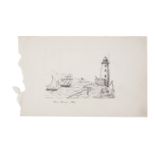 IRISH SCHOOL (19TH CENTURY) South Wall Lighthouse, Dublin Pen and ink, 20 x 31cm; Together with a