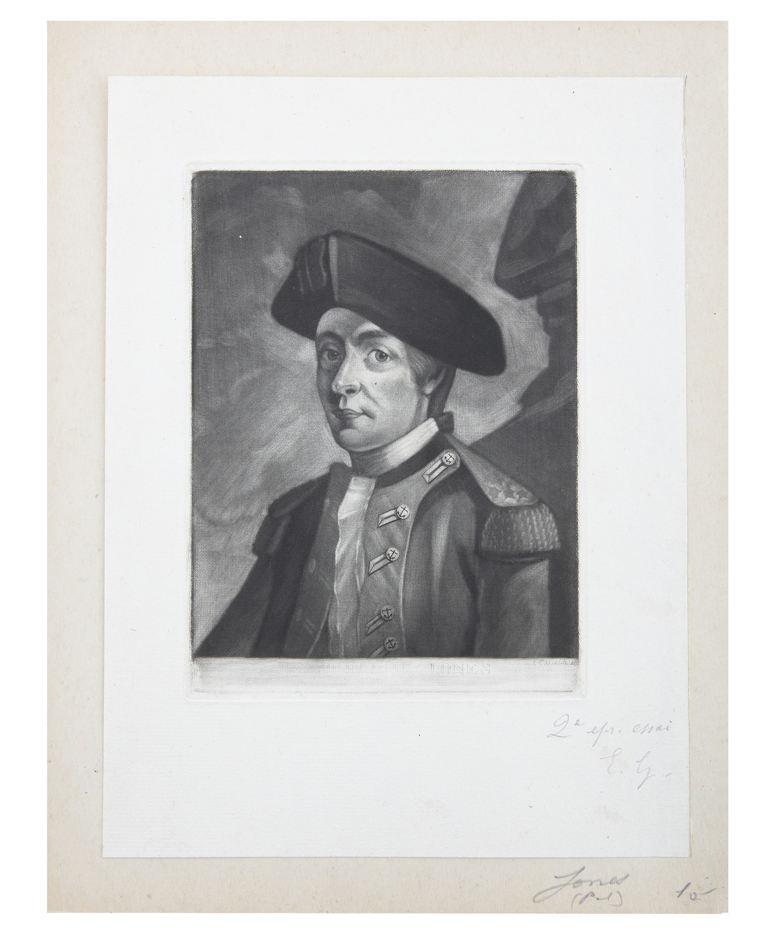 E GOSSENIN A portrait of John Paul Jones, bust length (Naval commander of the first United States