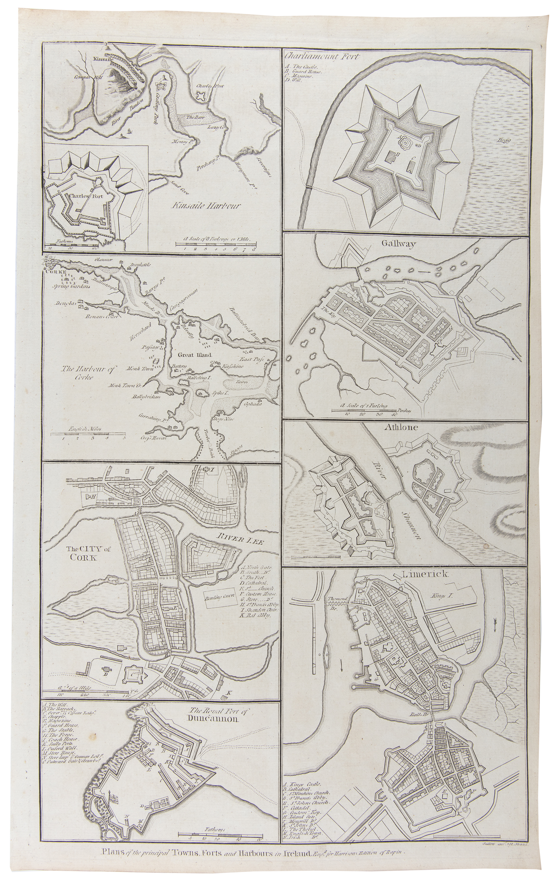 A COLLECTION OF 18TH AND 19TH CENTURY MAPS OF THE PRINCIPAL IRISH TOWNS, FORTS AND HARBOURS