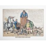 J. SIDEBOTHAM [PUBLIHSER, SACKVILLE ST] A Sale of Fox Hounds Coloured etching, 21.5 x 33 cm