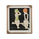 RENÉ VINCENT (1879 - 1836) Two girls sitting on a diving board Lithograph, 34 x 30cm Signed lower