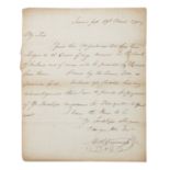 AUTOGRAPHED LETTER SIGNED BY ARTHUR GUINNESS, dated at James's Gate, 19th March 1795. Single page (