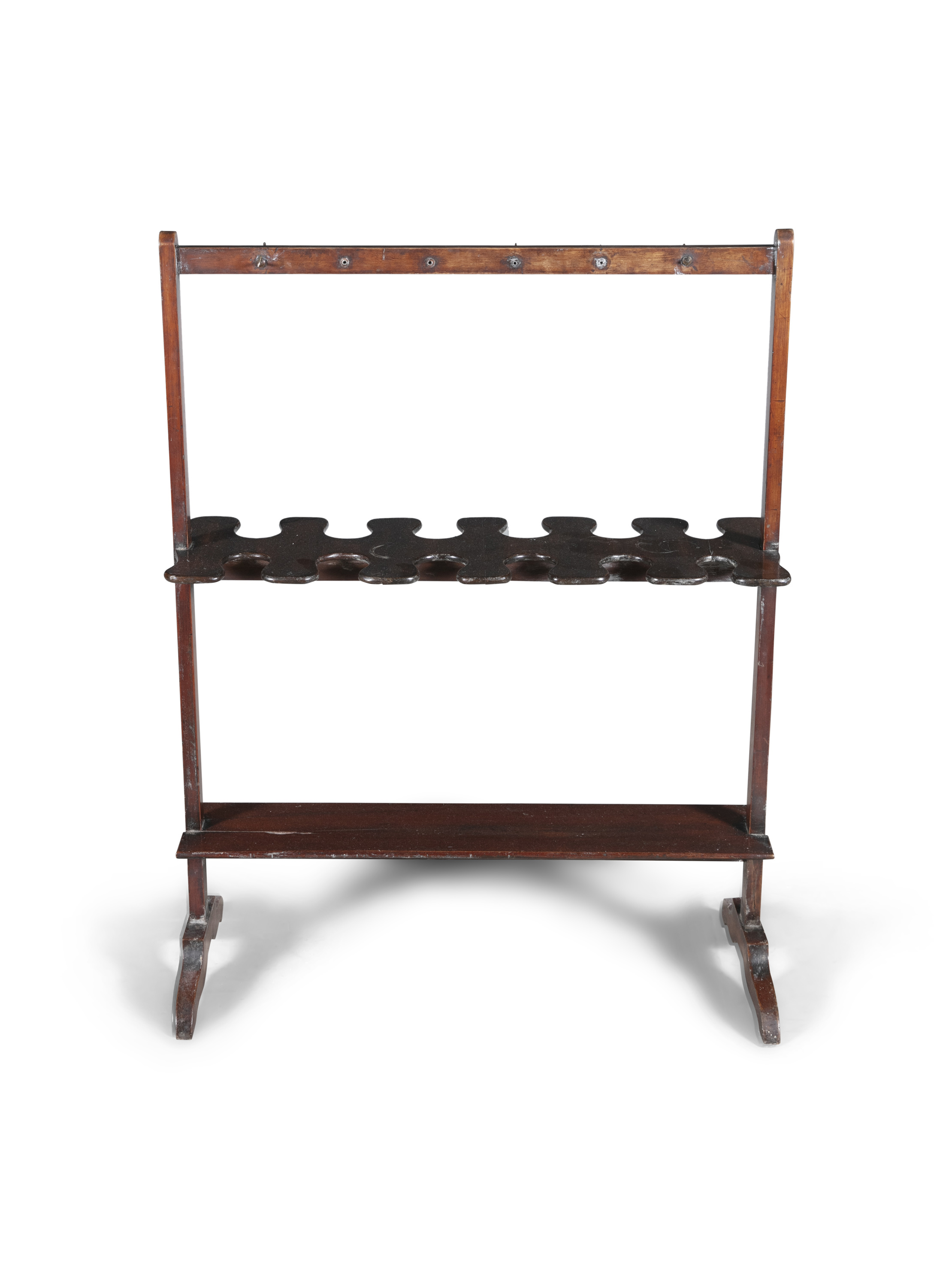 A VICTORIAN MAHOGANY BOOT RACK with 12 notch platform, 82cm wide, 107cm high - Image 2 of 2