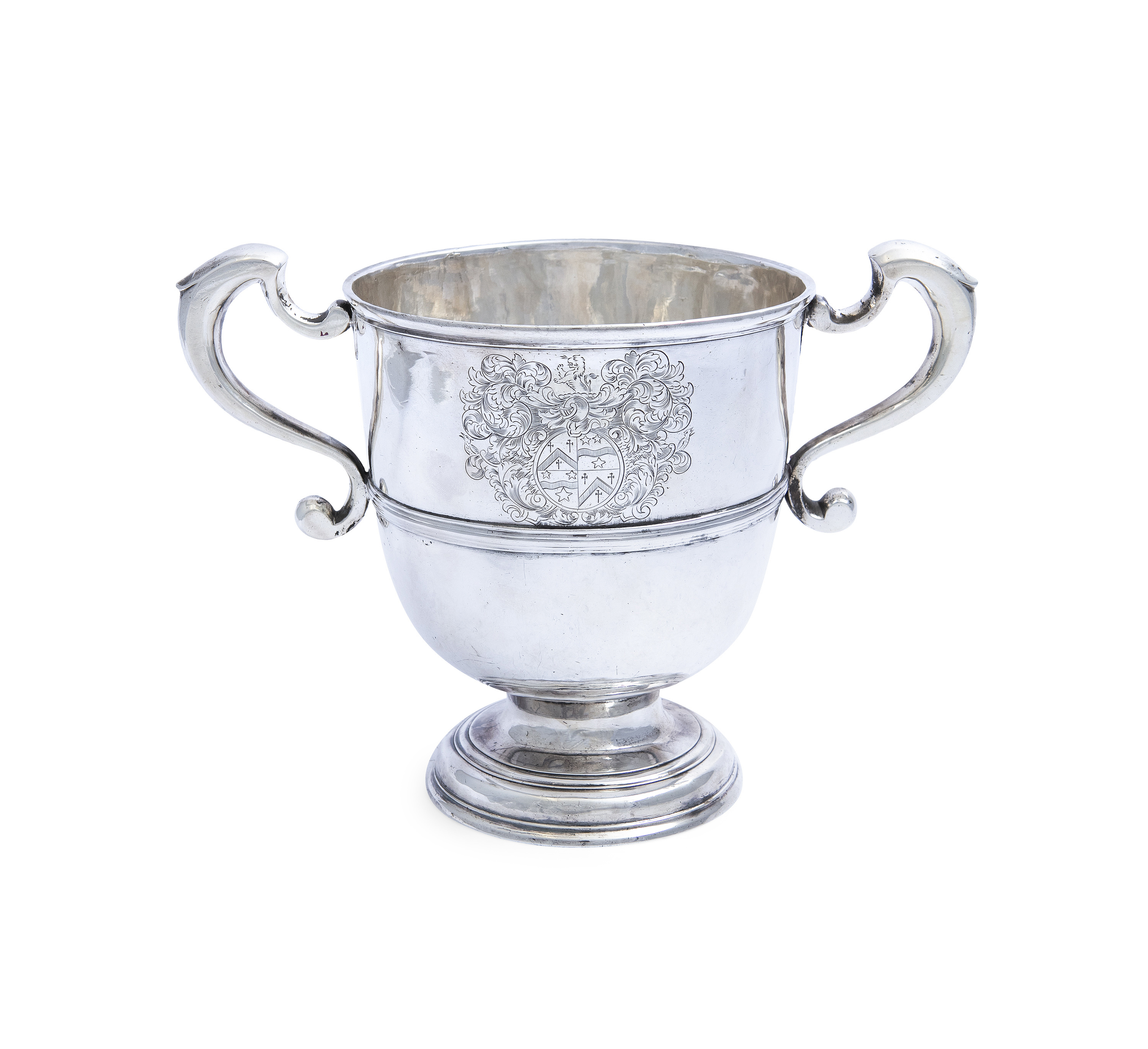 AN IRISH GEORGE I SILVER TWO HANDLED LOVING CUP, Dublin c.1723, mark of Thomas Walker, the plain