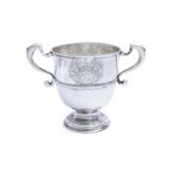 AN IRISH GEORGE I SILVER TWO HANDLED LOVING CUP, Dublin c.1723, mark of Thomas Walker, the plain