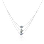 A CULTURED PEARL AND DIAMOND NECKLACE, BY SCHOEFFEL, the cable-link chain suspending three further