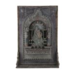 ***ADDITIONAL LOT*** A LARGE CONTINENTAL CARVED TIMBER ICON, 18th century, decorated in relief,