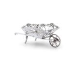 A NOVELTY SILVER BON-BON DISH IN THE FORM OF A WHEEL BARROW, London 1907, mark of William Comyns,