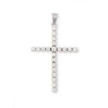 A DIAMOND CROSS PENDANT, the Latin cross pendant set with round brilliant-cut diamonds throughout,