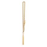 ***ADDITIONAL LOT*** A 14 CARAT GOLD TELESCOPIC PEN AND CHAIN, the pen suspended by rope twist chain