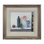 BRIAN MOONEY (20TH/21ST CENTURY) Still Life with Curtain Oil on canvas, 31 x 36cm Signed;