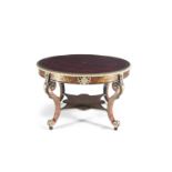 A FINE BOULLE AND ORMOLU CIRCULAR LIBRARY TABLE, French, mid 19th century, with tooled leather top