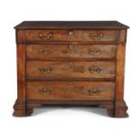 A GEORGE III MAHOGANY ARCHITECT'S CHEST, with the rectangular top with tooled leather inset, above a