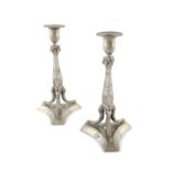 A PAIR OF SILVER NEO-CLASSICAL STYLE CANDLESTICKS, London c.1770s, mark of Robert Makepeace &