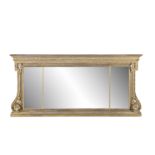 A GILTWOOD AND GESSO COMPARTMENTED OVERMANTLE, 19th century, of rectangular form, fitted with