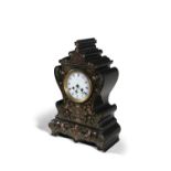 A FRENCH EBONISED AND CUT BRASS MANTLE CLOCK, 19th century, by Valery, Paris, having cartouche