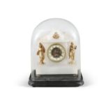 A FRENCH ONYX AND GILT METAL ARCHITECTURAL MANTLE CLOCK, 19th century, of classical form, with