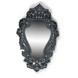 A MODERN VENETIAN STYLE ETCHED GLASS WALL MIRROR, the central baluster form plate enclosed within