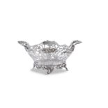 A LATE VICTORIAN SILVER TWIN HANDLED DISH, London 1896, mark of William Comyns, with pierced