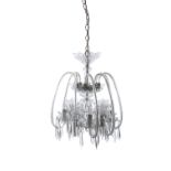 A WATERFORD CUT GLASS EIGHT BRANCH CHANDELIER, with cut corona and suspension chain, with eight