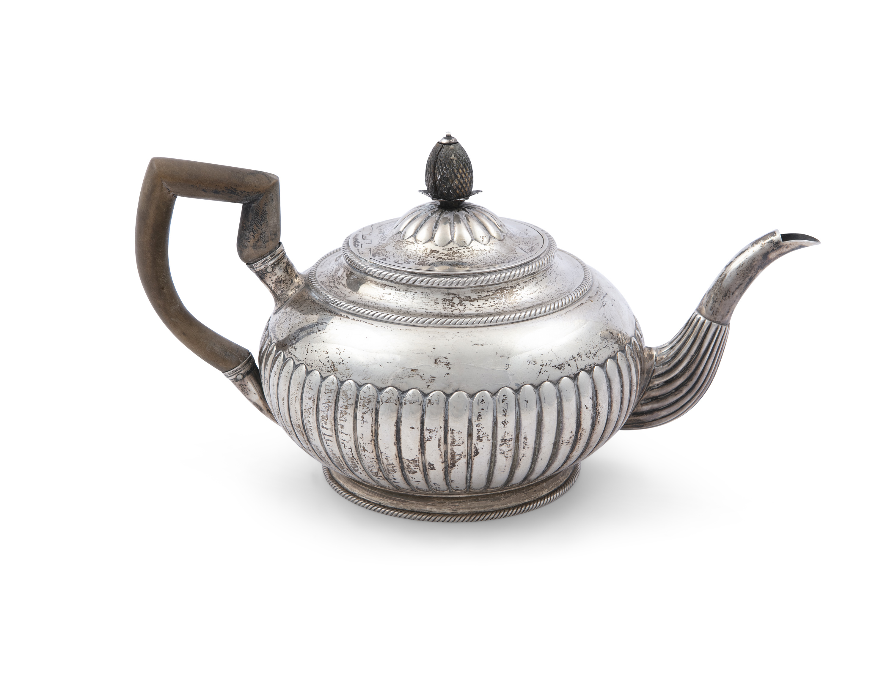 A GEORGE III IRISH SILVER TEAPOT, Dublin 1805, mark of Richard Sawyer, of circular form, the demi- - Image 2 of 2