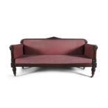 AN IRISH ROSEWOOD AND UPHOLSTERED THREE SEAT SETTEE, c.1830, in the manner of Mack, Williams &