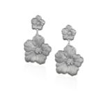 A PAIR OF SILVER PENDENT EARRINGS, BY BUCCELLATI Each designed as textured flowerheads, mounted in