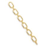 A GOLD BRACELET WITH A PAIR OF EARRINGS The continuous fancy-link chain bracelet, in 18K gold,