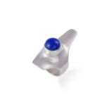 A LAPIS LAZULI SILVER RING, DESIGNED BY HENNING KOPPEL FOR GEORG JENSEN Of sculptural design, the