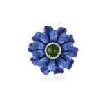 A TOURMALINE, DIAMOND AND TITANIUM RING, BY MARGHERITA BURGENER Designed as a flowerhead, set with