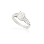 A SINGLE-STONE DIAMOND RING The round brilliant-cut diamond weighing 0.91ct within a four-claw