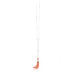 A CORAL, SAPPHIRE AND DIAMOND PENDANT SAUTOIR NECKLACE Designed as a detachable coral bead tassel