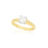 A DIAMOND SINGLE-STONE 'LUCIDA' RING WITH WEDDING BAND, BY TIFFANY & CO., 1999 The radiant-cut