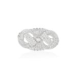 AN ART DECO DIAMOND BROOCH, CIRCA 1930 Of openwork geometric design set with old European and