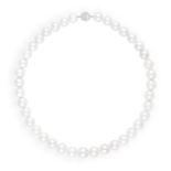 A CULTURED PEARL NECKLACE WITH SAPPHIRE CLASP Composed of a single strand of round slightly