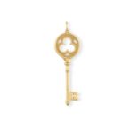 A DIAMOND KEY PENDANT BY TIFFANY & CO Designed as a stylised key, the head highlighted with three