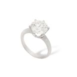 A DIAMOND SINGLE-STONE RING The brilliant-cut diamonds weighing 4.03cts within a six-claw setting,