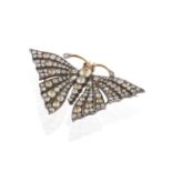 A LATE 19TH CENTURY DIAMOND AND COLOURED DIAMOND BUTTERFLY BROOCH, CIRCA 1880 The butterfly with