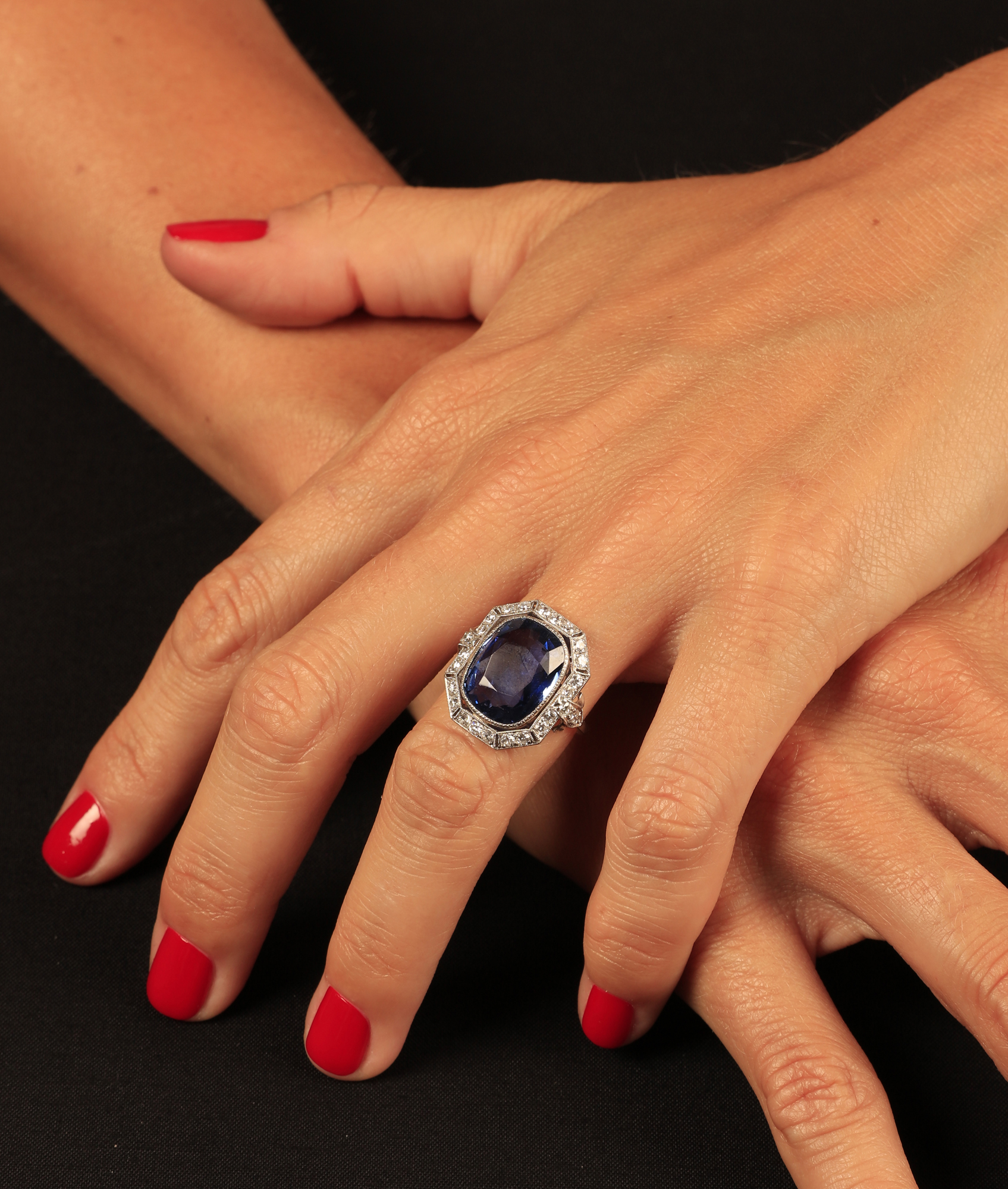 AN EARLY 20TH CENTURY SAPPHIRE AND DIAMOND RING The cushion-shaped sapphire weighing approximately - Image 3 of 3