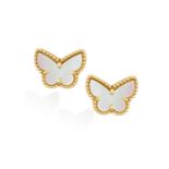 A PAIR OF 'SWEET ALHAMBRA' MOTHER-OF-PEARL EARSTUDS, BY VAN CLEEF AND ARPELS Each butterfly mother-
