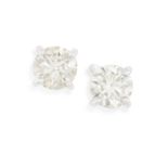 A PAIR OF DIAMOND EARSTUDS Each brilliant-cut diamond within a four-claw setting, weighing