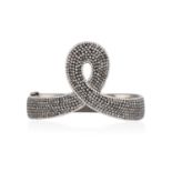 A SILVER, DIAMOND AND SMOKY QUARTZ 'TANAGRA' BRACELET, BY AS29 Designed as a hinged bangle with a