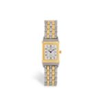 A LADY'S STAINLESS STEEL AND 18K GOLD 'REVERSO LADY' MANUAL WIND BRACELET WATCH, BY JAEGER-